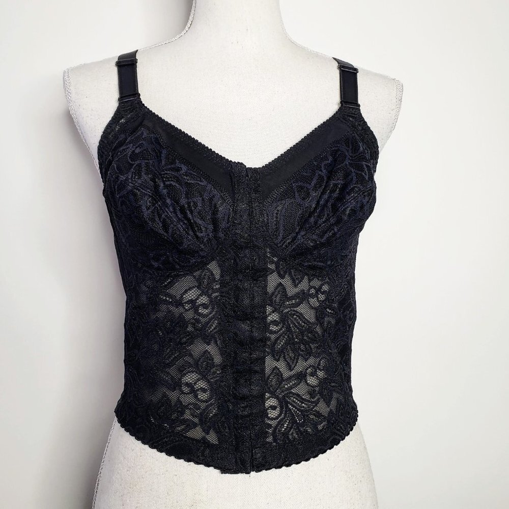 Formfit Rogers Vintage Black Laced Bustier Top 36B
